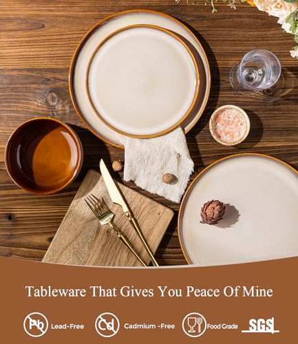 Ceramic Dinnerware Sets for 4 (Modern-Khaki / Service for 4 (16pcs P))