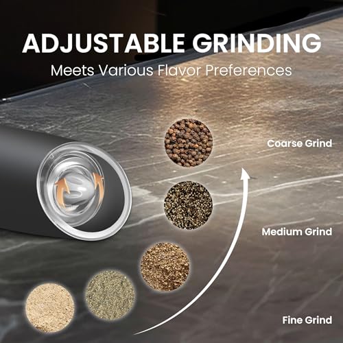 Rechargeable Gravity Salt Pepper Grinder Set (Rechargeable/2pcs/Black)