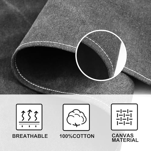 Chef Apron for Men Women Canvas Aprons with 3 Pockets Cross Back Resistant Work Apron for Cooking Grilling Baking BBQ Barber Kitchen (Pure Black)