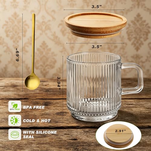 Vintage Glass Coffee Mugs with Silicone (Set of 4)