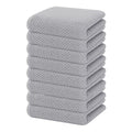 100% Cotton Waffle Weave Kitchen Dish Towels 8 (Light Gray / 13 X 28 - 8 Pack)