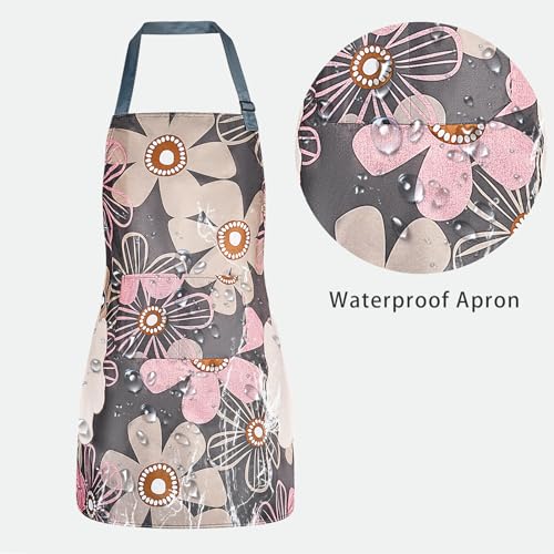 2 Pack Floral Aprons with Pocket (2pack #B)
