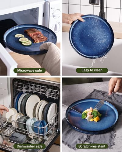 Star Stoneware Dinnerware Sets with Pasta Bowls (Nebulas Blue)