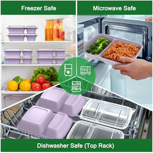 50 Pack 28 oz Meal Prep Containers with Lids 2 (Lilac)