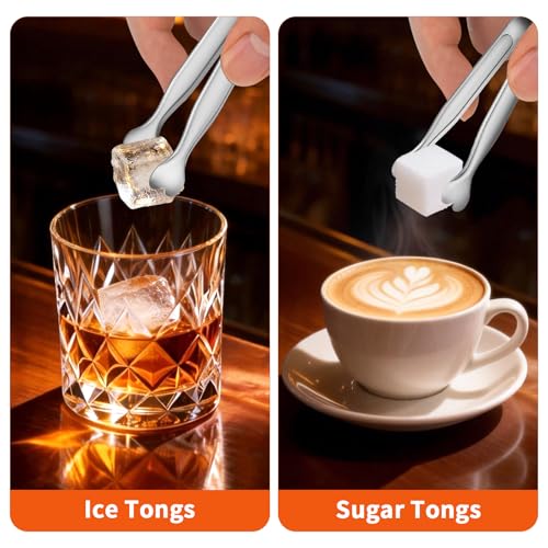 6 Pcs Mini Serving Tongs (4.3inch / Silver-6pcs)