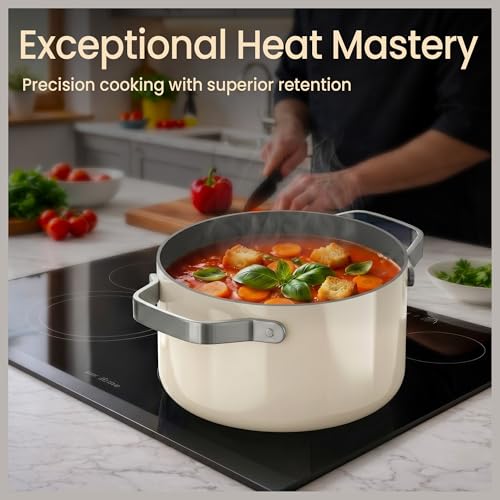 Bakken 3 Quart Ceramic Coated Stock Pot with Lid (Cream / 3 Quarts)