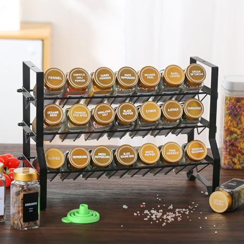 36 Gold Spice Jars with Labels