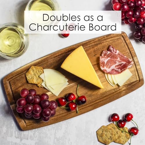 Acacia Wood Cutting Board with Juice Groove (14"L x 7.1"W)