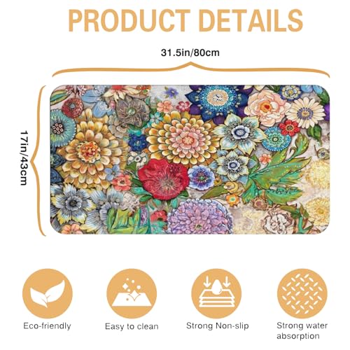 Kitchen Countertop Dish Drying Mat (Colourful / 31.5" x 17")