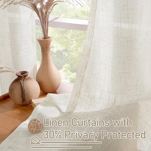 84 Inch Length Natural Linen Curtains for Living Room 2 Panels (60"W x 84"L (Pack of 2) / Natural)