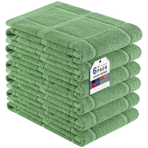 100% Cotton Kitchen Towels 18"x28" (Grass Green / 18 x 28 - 6 Pack)