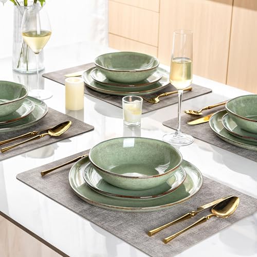 Ceramic Dinnerware Sets for 4 (Pastel Green / Service for 4)