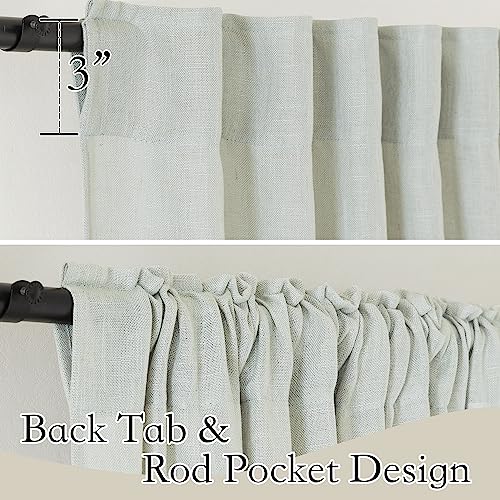 Farmhouse Boho Linen Sheer Curtains 90 inches Long for Living Room (Sage Green / 52"W x 90"L (Pack of 2))
