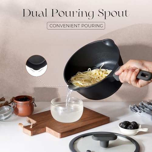 Ceramic Nonstick Saucepan with Lid (1.3 Quarts / Black Sesame)
