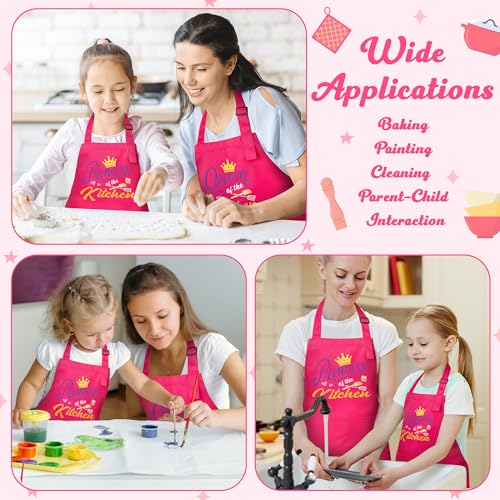 R HORSE 2Pcs Adults Kids Matching Apron Set (Pink Queen)