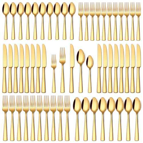 60 Pcs Gold Silverware Set (Gold)