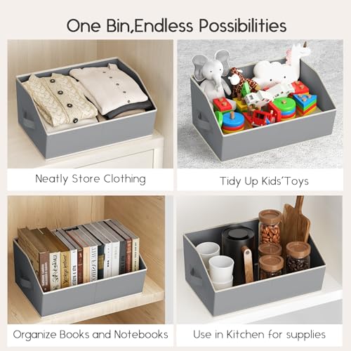 Large Closet Organizers and Storage Bins (Grey / 6 Pack)