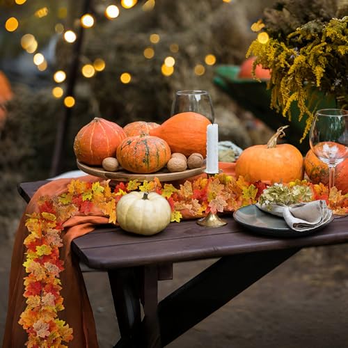 2Pcs 13FT Artificial Fall Leaves Garland for Thanksgiving Decor (2 Pc Fall Leaves Garland / Fall Garland)