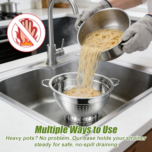 Stainless Steel Colander Set with Handles & Self (3 Sizes Colander Set with Handles & Self-Draining Base)