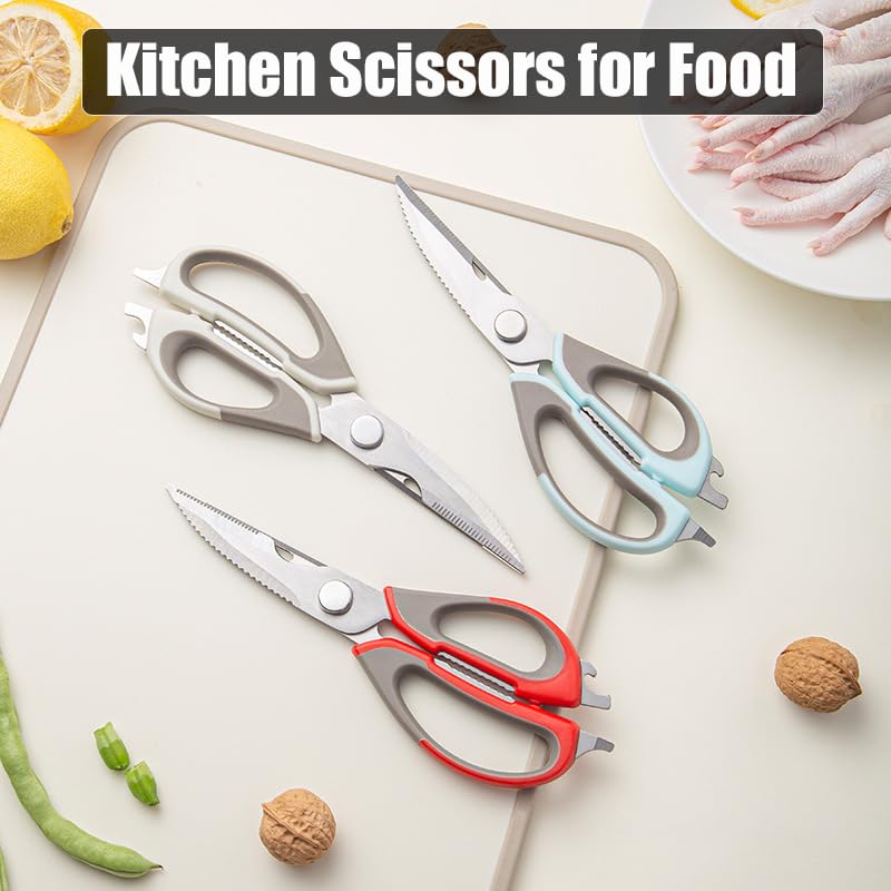 2 Pcs Heavy Duty Kitchen Shears with Magnetic Holder (Green and Blue)