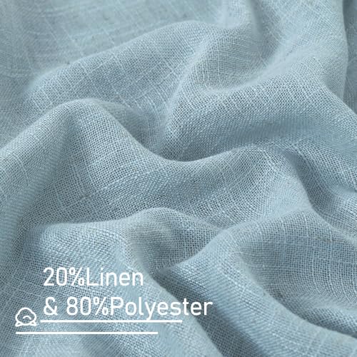 63 Inch Long Linen Sheer Curtains for Bedroom 2 Panels (34"W x 63"L (Pack of 2) / Stone Blue)