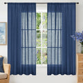 Navy Blue Linen Curtains 63 Inch Length for Living Room (Navy / 52"W x 63"L (Pack of 2))