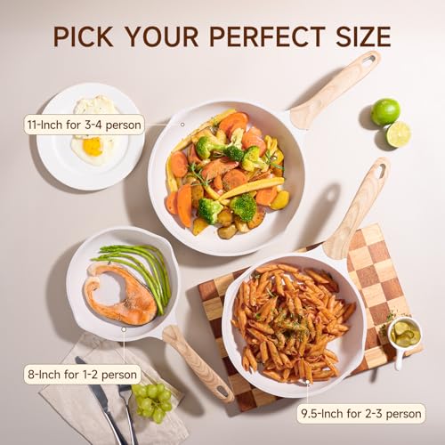 8 Inch Nonstick Frying Pan Easy Clean Small Egg Pan Skillet (Beige / 8")