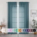 Teal Sheer Curtains 84 inches Long 2 Panels Set (Dusty Blue / 42"W x 84"L (Pack of 2))