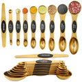 Gold Magnetic Measuring Spoons Set Stainless Steel with Leveler (Gold)