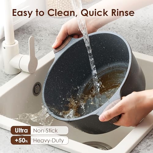 Nonstick Stock Pot with Lid (4.5 Quarts / Gray)