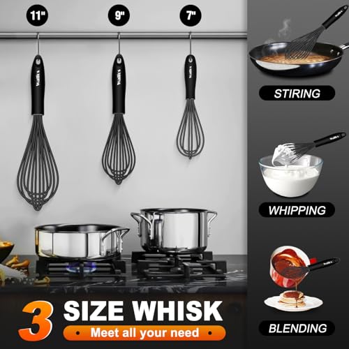 Silicone Whisk (7+9+11 in Black)
