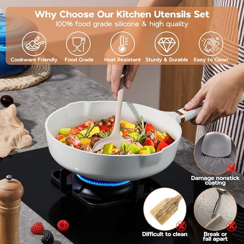Silicone Cooking Utensils Set (Khaki)