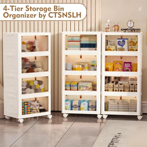 4 Tier Plastic Storage Bins with Lid 23QT (White / 23Qt 4-Tier)