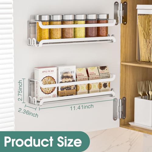 2 Pack Wall Mounted Spice Rack for Spice Jars & Seasonings (2 PACK / White)