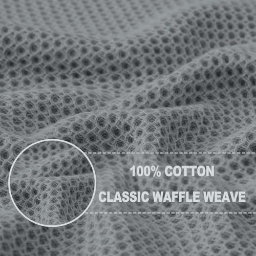 100% Cotton Waffle Weave Kitchen Dish Towels 24 (Grey / 13 X 28 - 24 Pack)