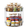 12 inch 2 Tier Lazy Susan Turntable Organizer Rotating Spice Rack Organization for Cabinet (Gray / 12in 1Pack High Edge)