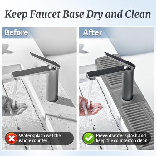 24 Inch Faucet Mat for Kitchen Sink Splash Guard (Gray / 23.6" x 5.5")