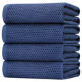 100% Cotton Oversized Waffle Weave Kitchen Towels 4 (Navy Blue / 20 X 28 - 4 Pack)