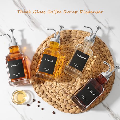 16.9 fl oz 500ml Coffee Syrup Dispenser Set (Silver Pump)