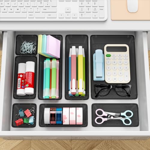 12 PCS Drawer Organizer Set (Black / 12 Pcs)