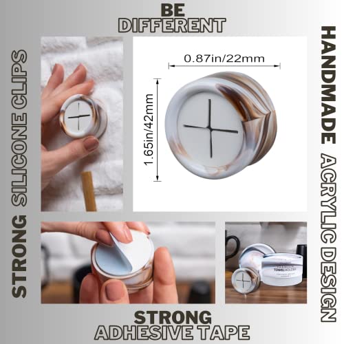 Towel Hooks Dish & Hand Towel Holder (8 Pack / White Nebula)