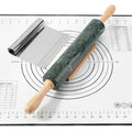 Indian Natural Marble Rolling Pin (Indian Green Marble with Pastry Mat)