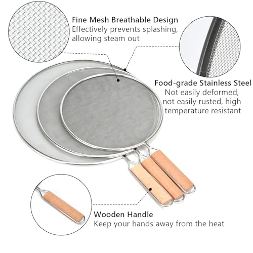 3 Pieces Grease Splatter Screen for Frying Pan