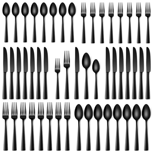 40 Pcs Black Silverware Set (Black)