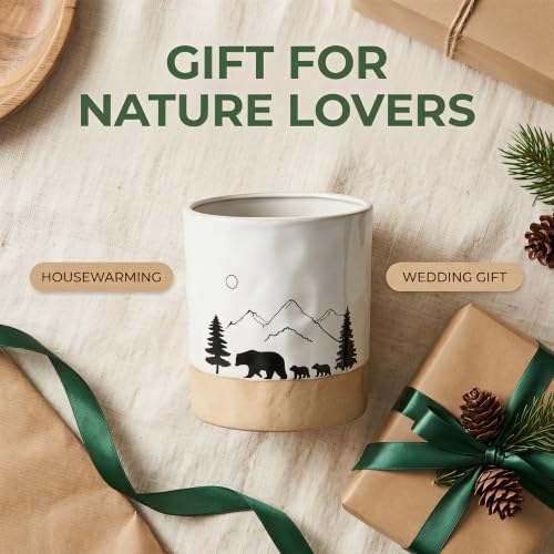 Ceramic Utensil Holder Nature Bear Design for Countertop utensil Crock