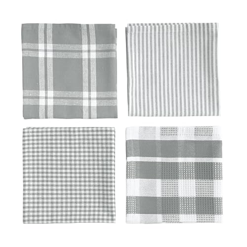 100% Cotton Kitchen Dish Cloths (12"x12" - 12 Pack / 02: Grey)