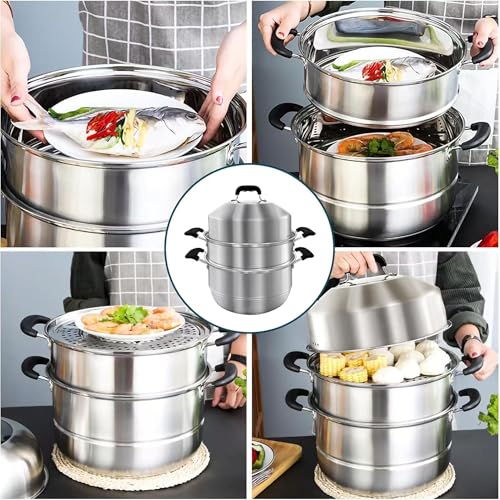 Steamer Pot for Cooking 14.2 inch Steam Pots with Lid 2 (14.2 Inch)