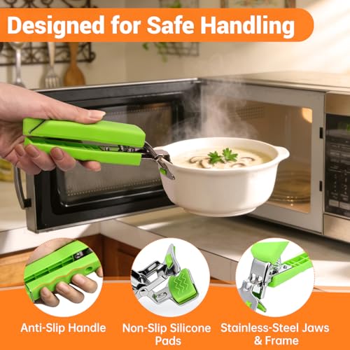 2 Pack Hot Plate Gripper Clips Holder Tongs for Moving Hot Plate Bowls Pizza Pan Air Fryer Microwave Oven with Food Out