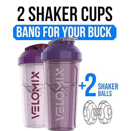 2 Pack 28oz Protein Shaker Bottle for Protein Mixes (B2) Purple Mix)