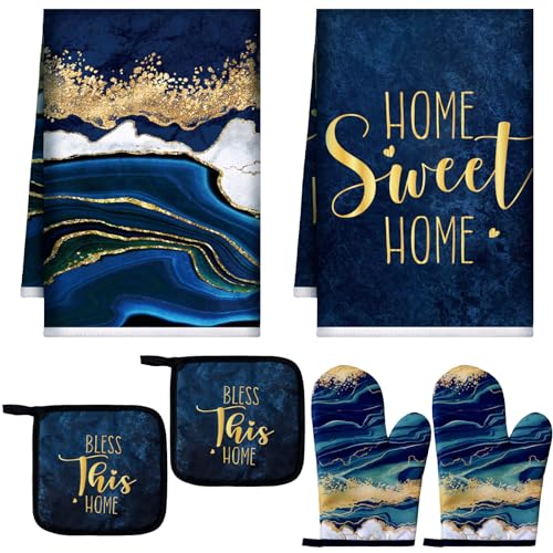 6 Pcs Blue Kitchen Decor Kitchen Towels (Blue)